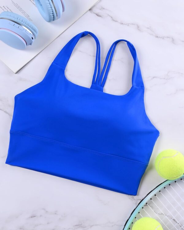 XUNYU Longline Sports Bra for Women Y Back Workout Tank Tops with Built in Bras Supportive Yoga Padded Crop Top