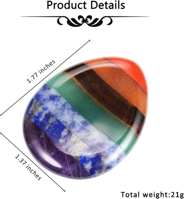 CrystalTears Chakra Worry Stone for Anxiety Healing Crystal Thumb Worry Stones Pocket Palm Stones Stress Relief Reiki Healing Meditation