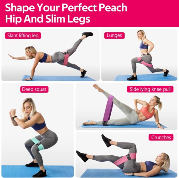 WALITO Resistance Bands for Legs and Butt, Fabric Exercise Loop Bands Yoga, Pilates, Rehab, Fitness and Home Workout, Strength Bands for Booty