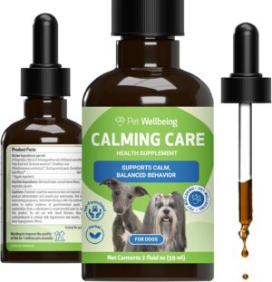 Pet Wellbeing Calming Care for Dogs - Calm Support, Relaxed Nervous System, Emotional Balance, Adaptogens, Ashwagandha, Holy Basil - Veterinarian-Formulated Herbal Supplement 2 fl oz (59 ml)