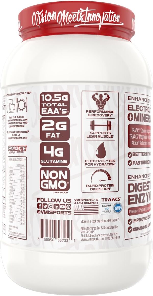 VMI Sports | Protolyte Whey Isolate Protein Powder | Low-Calorie 100% Whey Protein Isolate | Non-GMO Low Sugar Lactose Free and Gluten Free