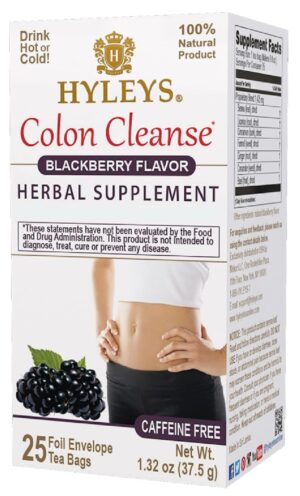 HYLEYS Colon Cleanse Tea BlackBerry Flavor - 25 Tea Bags (1 Pack)