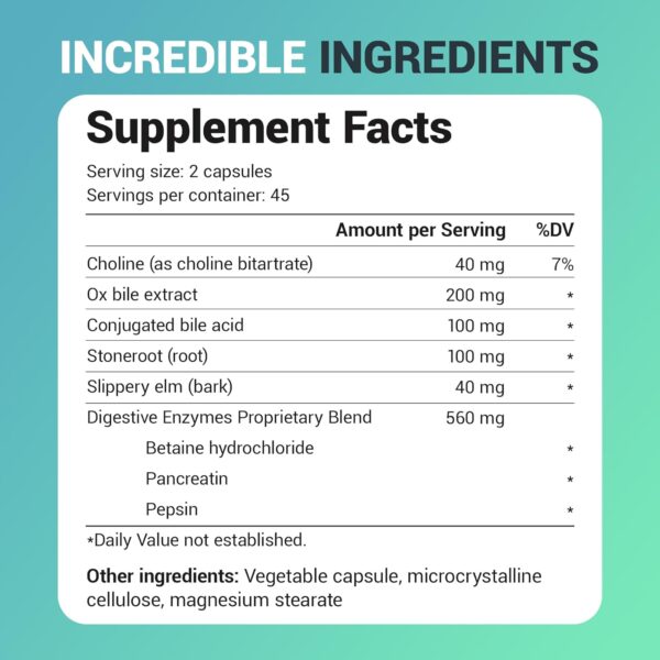 Dr. Berg Gallbladder Formula Extra Strength - Made w/Purified Bile Salts & Digestive Enzymes - Includes Carefully Selected Digestive Herbs - Full 45-Day Supply - 90 Capsules