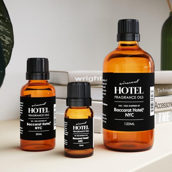 Hotel Diffuser Oil Inspired by The Baccarat Hotel Scent No. 1023 - AirScent Love Affair Essential Oil Blend - 10 mL, 0.34 fl oz Glass Bottle with Dropper Cap for Aromatherapy Diffusers and Humidifiers