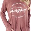 Muicy Womens Sunshine Shirt Casual Long Sleeve Shirt Tops Trendy Loose Fit Sweatshirts Tunic Tops with Pockets