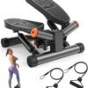 Niceday Twist Stepper for Exercise at Home, Mini Stair Stepper with Resistance Bands at Home Workout Equipment with 300LBS Loading Capacity, Hydraulic Fitness Stepper with LCD Monitor Gray