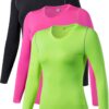 Women's 3 Pack Dry Fit Athletic Compression Base Layer Long Sleeve