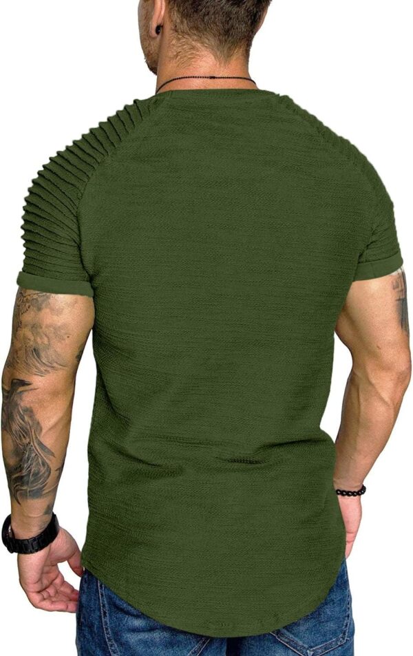 COOFANDY Men's Muscle T-Shirt Pleated Raglan Sleeve Bodybuilding Gym Tee Short Sleeve Fashion Workout Shirts Hipster Shirt