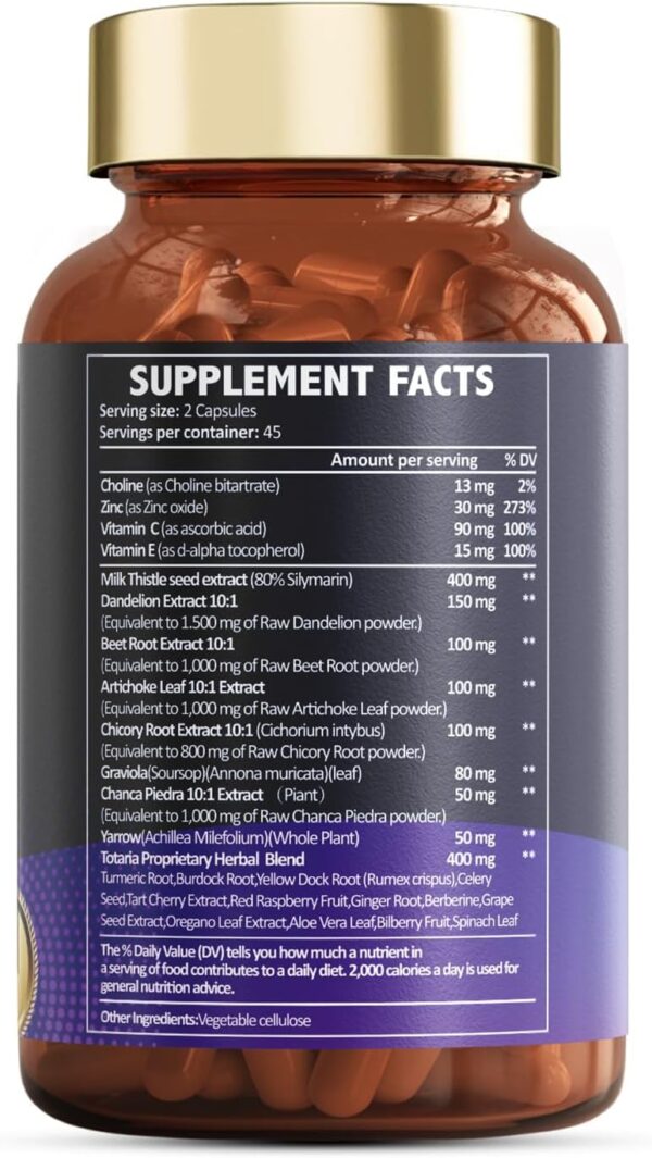Liver Cleanse Detox & Repair 25-in-1 with Milk Thistle,Dandelion Root,Beetroot, Artichoke Extract for Liver Health Herb Liver Support Supplement Vitamins Zinc, Choline 90 Vegan Capsules