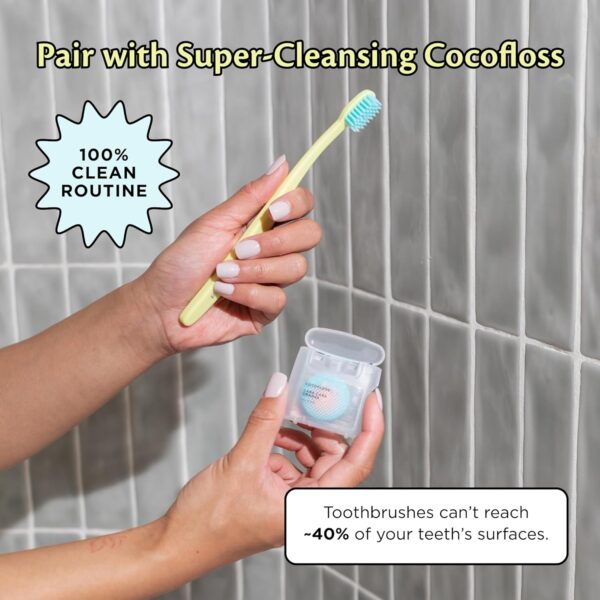 Cocofloss Cocobrush, Ultra-Soft Manual Toothbrush, Dentist-Designed, Gentle on Gums, Made from Recycled Plastic, Rainbow Set, Multipack of 4