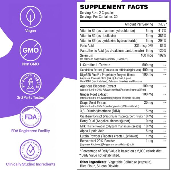 Wellthy Full Body Detox and Immune Support - Advanced Digestive Health, Gut Cleanse and Bloating Relief - All Natural Formula with Milk Thistle, Dandelion Extract and L-Carnitine | 30-Day Supply