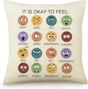 Counseling Office Must Haves Throw Pillow Cover Calming Corner Mental Health Pillowcase Decor for Home Kids and Fridens Mental Health Counselor Gifts Calming Corner Pillow Covers 18"x18" (Style B)