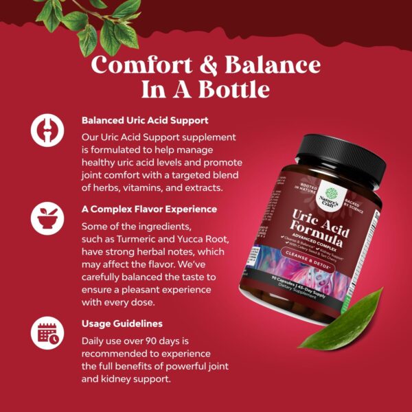 Vegan Uric Acid Cleanse and Detox - Daily Kidney Cleanse and Uric Acid Support for Adults - Tart Cherry Extract Capsules with Detox Cleanse Herbal Blend for Men and Women's Joints Kidneys and More