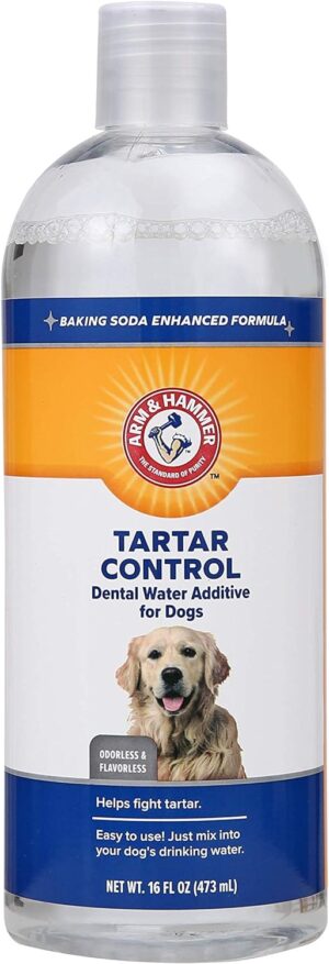 Arm & Hammer Dog Water Additive for Dental Care - Bad Breath Eliminator for Dogs & Dog Breath Freshener - Dog Tooth Plaque Cleaner & Dog Tartar Remover - 16 Fl Oz Dental Rinse for Dogs - Pack of 1