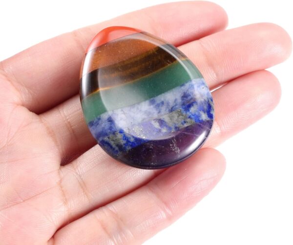 CrystalTears Chakra Worry Stone for Anxiety Healing Crystal Thumb Worry Stones Pocket Palm Stones Stress Relief Reiki Healing Meditation