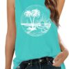 Summer Beach Tank Tops for Women Funny Cute Sunshine Coconut Tree Graphic Tee Shirt Hawaiian Family Vacation Tops