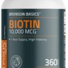 Bronson Biotin 10,000mcg, Supports Healthy Hair, Skin and Nails, Vegetarian, Non-GMO, 360 Tablets