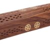 raajsee Beautiful Handmade Wooden Brown Incense Stick Holder Burner Storage Coffin Box - Ash Catcher with Brass Inlay -Home Utilities & Accessories -Meditation -Great Gift for Any Occasion 12x2 inch