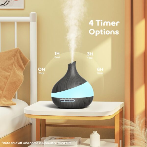 500 ML Essential Oil Diffuser, Upgrade Aroma Diffuser for Large Room, Aromatherapy Diffuser Humidifier with Remote Control 14 Color Lights 4 Timer Setting Auto Shut-Off