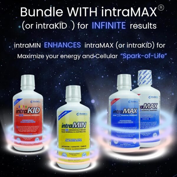 IntraMAX 2.0 Organic Liquid Trace Minerals, Liquid Multivitamin, for Men and Women, Non GMO, Dairy Free, Gluten Free, Magnesium, Vitamin D, C E, Zinc, Vitamin E (32 oz., Peach Mango)