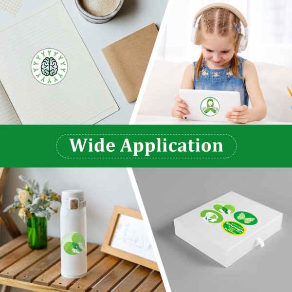 Mental Health Awareness Items, 500Pcs Mental Health Stickers 8 Design Mental Health Awareness Green Ribbons Sticker Inspirational Postive for Adult Teens Fundraiser Event Handout Supplies…