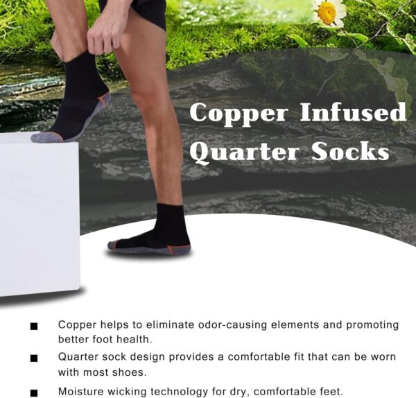 Kodal Copper Infused Quarter Socks Improve Foot Health Odor Control with Moisture Wicking Durable Comfortable Fit (4/5 Pairs)