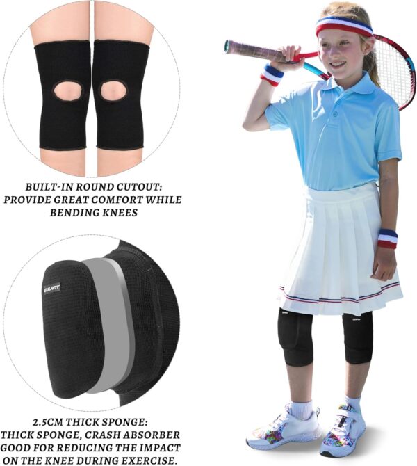 EULANT Kids Knee Pad for Dancers, Soft Anti-Slip Breathable Protective Knee Brace Pad, Volleyball Elastic Knee Support for Yoga Running Cycling Gym Workout Exercise, Kneepads for Junior Youth