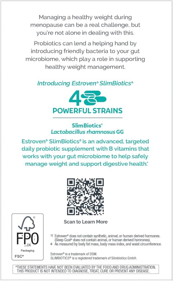 Estroven SlimBiotics, Weight Management Menopause Supplements for Women, 30 Capsules, B Vitamins to Support Metabolic Health, Probiotics for Digestive Health to Provide Gas & Bloating Relief