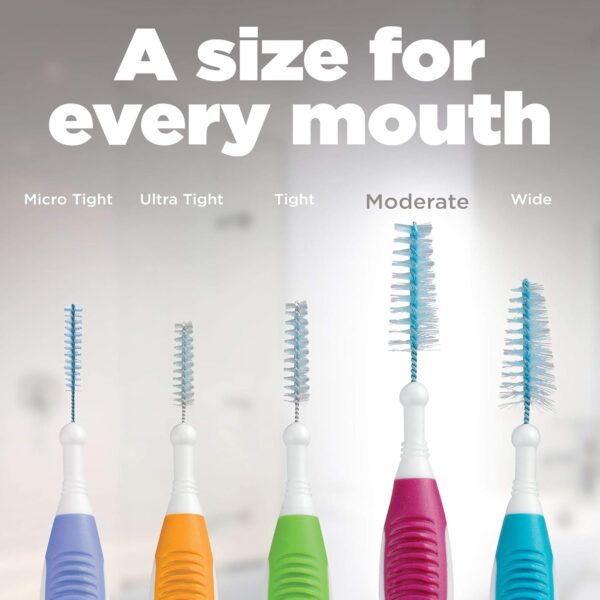 GUM Proxabrush Go-Betweens - Moderate - Interdental Brushes - Soft Bristled Dental Picks for Plaque Removal Health - Safe for Braces & Dental Devices, 10ct (4pk)