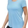 Mippo Open Back Workout Tops for Women Soft Short Sleeve Athletic Yoga Gym T Shirts