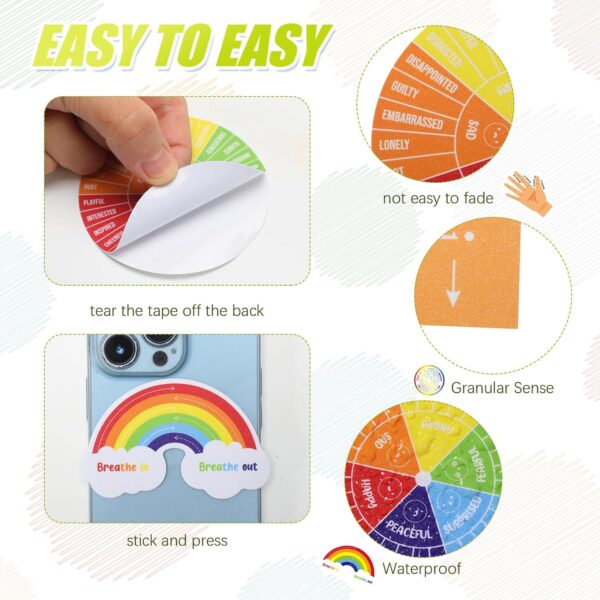 Tenceur 120 Pcs Adhesives Anxiety Sensory Stickers with Inspirational Quotes Mindfulness Relief Calm Stickers Anti Stress Sensory Items School Counselor Supplies Fidget Textured Strips for Adult