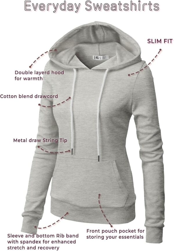 H2H Women's Slim Fit Zip Up & Pullover Hoodie Lightweight Long Sleeve Kangaroo Pocket Basic Casual Sweatshirt