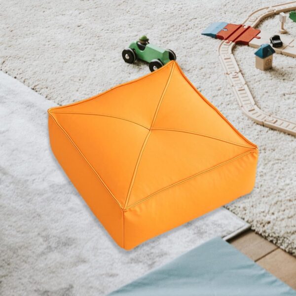 Tatami Cushions Outdoor Patio Cushion, Artificial Leather, Floor Pillow Floor Seating Cushion for Dining Room Office Balcony, Orange, 50cmx50cmx15cm
