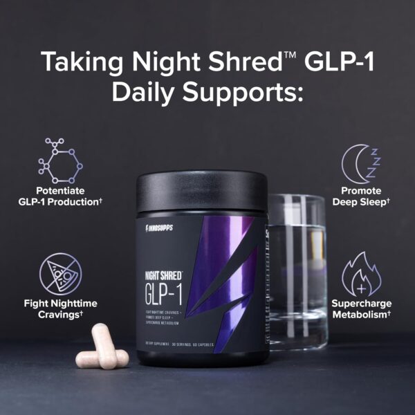 InnoSupps Night Shred™ GLP-1 | Nighttime Fat-Burner + Sleep Support | Appetite, Metabolism & Stress Support | Akkermansia + Ashwagandha | 60 Capsules. 30 Servings.