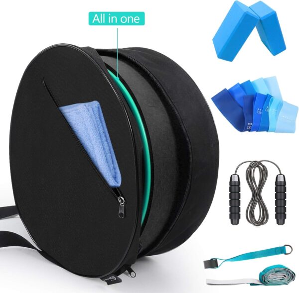 Yoga Wheel Set (11-in-1),Yoga Wheel Back Wheel for Back Pain, Yoga Blocks 2 Pack with Strap, Resistance Bands,Yoga Wheel Bag, Jump Rope, Perfect Yoga Accessory for Stretching and Improving Backbends