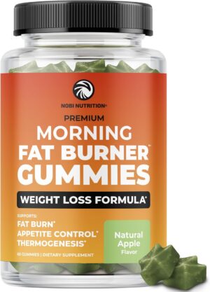Morning Fat Burner Gummies | Weight Loss for Women & Men | Thermogenic Belly Fat Burner with Green Tea, Garcinia, Green Coffee Bean & More | Appetite Suppressant & Metabolism Booster | 60 Gummies
