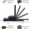 Mindful Modern Folding Pro Meditation Chair - Adjustable Meditation Seat with Back Support and Half Moon Buckwheat Meditation Cushion - Comfortable Mindfulness Living Room Floor Chair