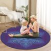 Round Meditation Pilates Yoga Mat Luxury Suede Large Yoga Mat Natural Rubber Non-Slip Base is ery Suitable for Meditation, Stretching, Yoga Environmental Protection, Fitness Exercise, Home and Outdoor. 140CM Diameter