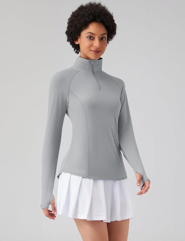 LOMON Women Long Sleeve Shirts Sun Protection 1/4 Zip Summer Quick Dry Hiking Shirts Quarter Zip Pullover for Women