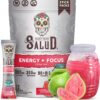 Salud 2-in-1 Energy Drink Powder + Focus, Guava, Organic Caffeine, B6 + B12, Theanine, Clean Energy Drink Packets, Guayaba Agua Fresca Mix, Non-GMO, Gluten Free, Vegan, 1g of Sugar, (15 Servings)