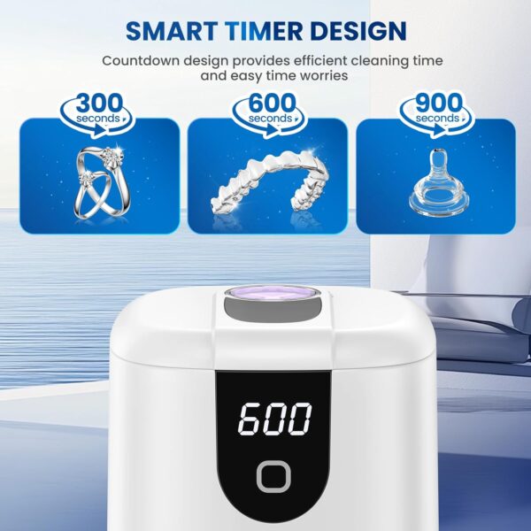 Ultrasonic Retainer Cleaner, 45kHz Retainer Cleaner Machine with 4 Modes Digital Timer, 200ML Denture Cleaner with Mouth Guards, Braces, Toothbrush Heads, Jewelry