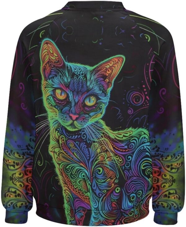 ZOCAVIA Women's Y2K Art Cat Sweatshirts Fall Abstract Cat Graphic Pullover Tops Long Sleeve Oil Painting Cat Printed T Shirts