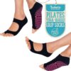 Tucketts Toeless Pilates Socks with Grips for Women, Non-Slip Barre Yoga Socks with Grips for Barefoot Workouts, Sizes 5-13