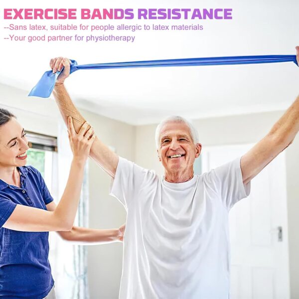 Resistance Bands Set, 5 Pcs Exercise Bands Elastic Stretch Bands for Yoga Pilates Fitness Stretching Strength Training, Workout Bands for Home Gym