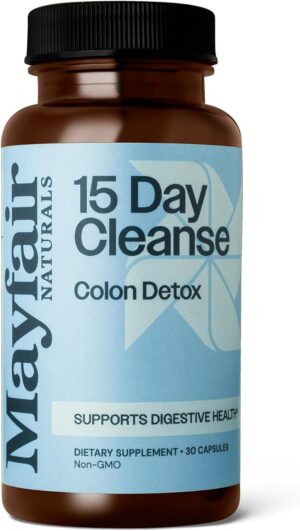 15 Day Cleanse Colon Detox, Dietary Supplement, 30 Capsules, Natural Laxative for Constipation and Digestive Health Supplement