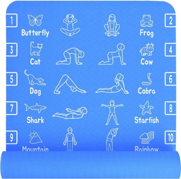 Kids Yoga Mat - Non-Slip Lightweight TPE Exercise Mat - Ideal for Boys & Girls (Ages 3-12), Toddlers & Children in Kindergarten, Preschool, School. PVC Free. 6mm Thick. Carry Strap