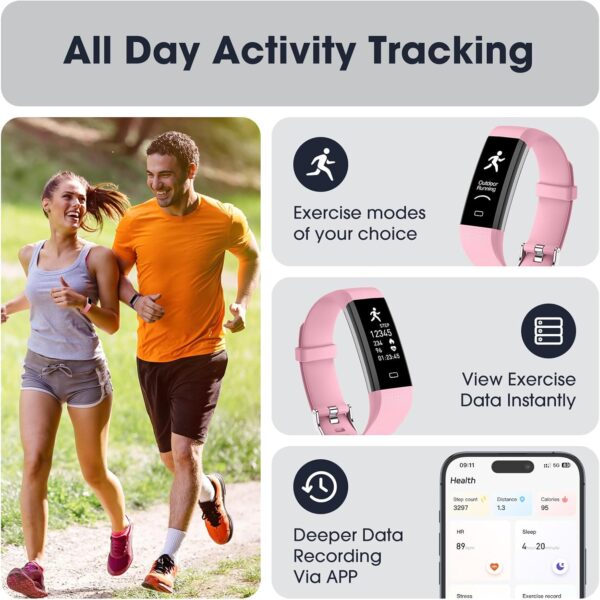 Kummel Fitness Tracker with Heart Rate Blood Oxygen Monitor, Activity Tracker Sleep Monitor Health Tracker, Smart Watch Pedometer Step Calories Counter, Fitness Watches for Men Women