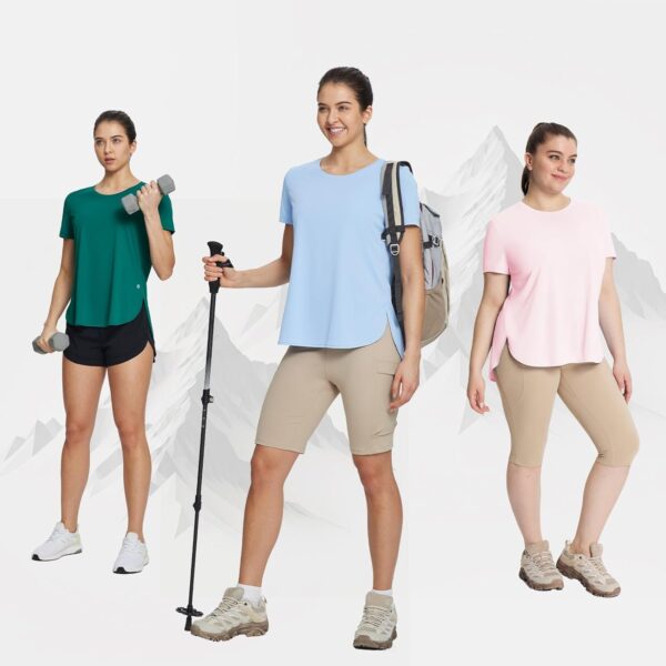 BALEAF Women's Short Sleeve T Shirts Crew Neck Workout Tops Running Shirts Sun Protection Quick Dry UV