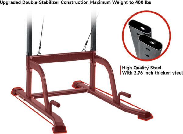 Power Tower Pull Up Bar Station Multi-Function Adjustable Strength Training Equipment Home Gym Strength Training Workout Equipment 440LBS