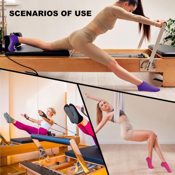 SkiBeaut Pilates Socks, Non Slip Grips Yoga Socks Ballet Dance Hospital Grippers Socks, 4 pairs Sticky Socks for Women